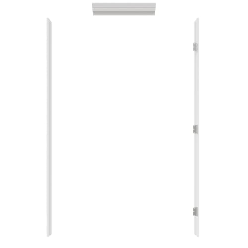 Pine Wood Single Door Jamb Frame Kits for Right-Handed Doors, Assemly Required, Complete with 3 Silver Hinges & Door Seal Strips, Multi-Size Adjustable Jamb (Fits a Maximum Width of 36'')