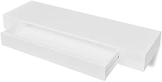 vidaXL Floating Wall Display Shelf 1 Drawer Book/DVD Storage White MDF 80 cm
