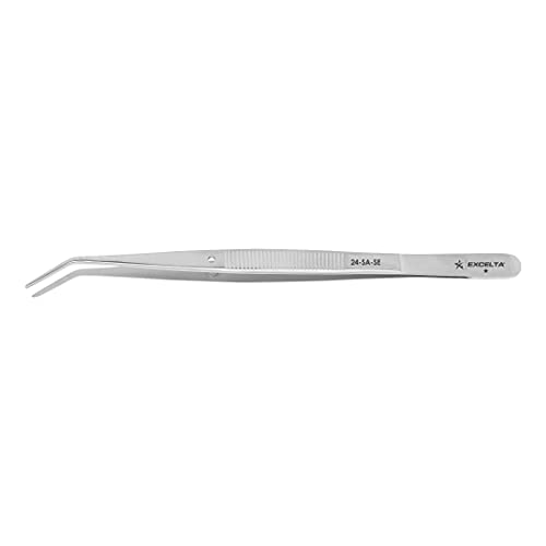 Excelta Angulated Stainless Steel Tweezer, Strong Blunt Points, 6” Overall Length