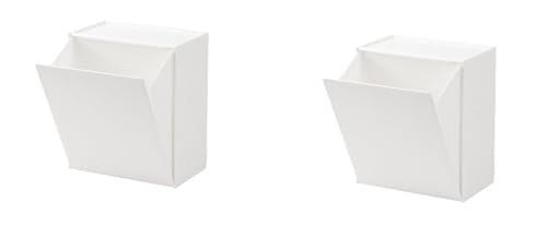 Ambety 壁掛け式フリップ収納ボックス、特大、取り付け簡単、和風バスルームゴミ箱、メイク落としコットン生理用ナプキン収納ボックス、マスクボックス、キッチン、トイレ、リビングルーム、簡単な取り付けと取り外し (ホワイト)