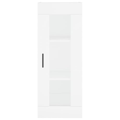 Armario de pared blanco de 90 cm con elegante puerta de cristal para un salón moderno 7