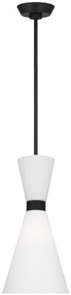 Scott Living 1-Light Belcarra Modern Pendant Light Fixture Midnight Black DJP1101MBK, Modern Ceiling Light Fixture for Home Decor, Candelabra for Foyer or Living Room Decor Can Use A19 LED