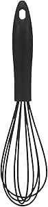 Silicone Balloon Whisk, Perfect for Non-Stick Cookware, Milk and Egg Beater Blender, Heat Resistant Kitchen Whisks for Whisking, Cooking, Baking, Beating, Frothing & Stirring (Black)