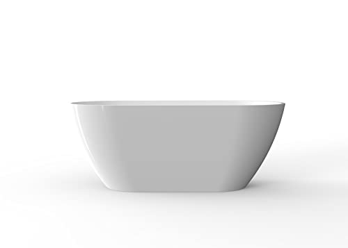 59 In. Acrylic Flatbottom Freestanding Soaking Bathtub In Glossy White #TOP2