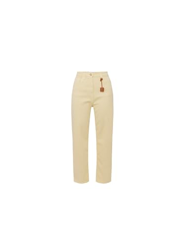 Elisabetta Franchi Vaqueros de algodón teñido con Charm logo, Limonada, 30