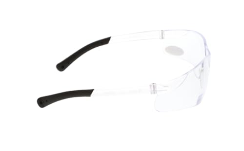 Image of MCR Safety BKH20 Bearkat Glasses, Clear Lens | Hybrid temples, Polycarbonate temples, Frameless design, Plastic nose pads, Filters 99.9% of UV rays