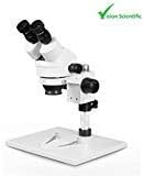 VIsion Scientific VS-1AE Binocular Zoom Stereo Microscope, 10x Widefield Eyepiece, 0.7X—4.5X Zoom Range, 7X—45x Magnification Range, Pillar Stand with Large Base
