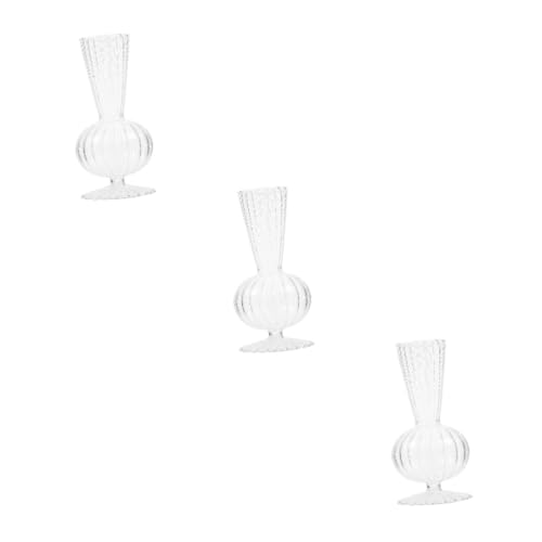 STOBAZA 3pezzi Vaso Striato Trasparentper Fiori Contenitore Decorativo Per Piante Per Arredare Casa e Ufficio