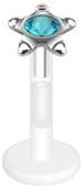 Bio-Flex Labret/Monroe with Star Stud and Round Aqua Press-Fit CZ Gem