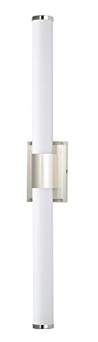 Image of Maxim Lighting Optic 36 inch 2-Light Bath Vanity Light | Satin Nickel Aluminum Finish | White Glass Shade | Transitional Indoor Light Fixture | Ideal for Bathrooms & Powder Rooms | 52117WTSN
