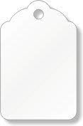 #5 Merchandise Tag (1.125" x 1.75" / 1-1/8" x 1-3/4"), White 12-Pt. Cardstock, Scalloped Top w Hole, No String - Box of 1,000 Tags