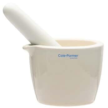 Cole-Parmer - Set di mortaio e pestello, in porcellana, 150 ml