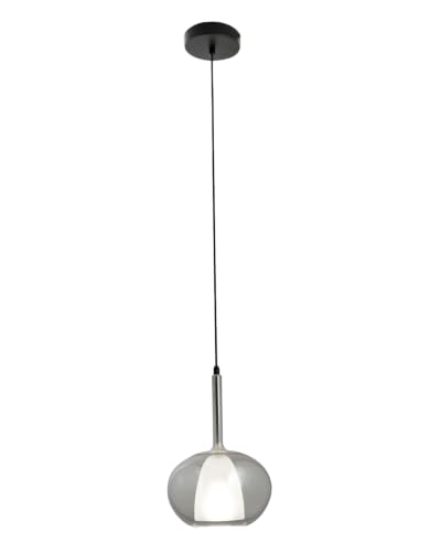 Suspension Edolo Ø22 cm en verre borosilicate fumé et métal design moderne E27