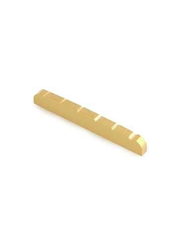 Metallor 6 String Brass Guitar Nut Pre-Slotted Top Nut 42mm x 6mm x 3mm Compatible with Strat Stratocaster Tele Telecaster Style Electric Guitar Parts Accessories Gold.
