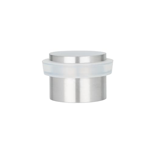 EVI Herrajes | Adhesive Door Stop | Ø24x20mm | Solid Stainless Steel - White Rubber Protection | Strong Adhesion | 100% Functional | Mod. I-163BAM