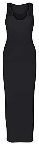 Primoda Womne's Ribbed Bodycon Tank Maxi Dress Sexy Sleeveless Fitted Party Club Dress(Black Xl) #TOP4