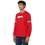 Image of Spykar Men True Red Blended Slim Fit Full Sleeve Round Neck Printed Casual Sweatshirt