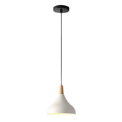 Lámpara colgante nórdica de madera E27 semicircular blanca ajustable para techo de comedor