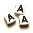 Plastic White Vertical Hole Alphabet Cube Beads, Jumbo 11mm, Letter A, 24 pcs for Key Chains