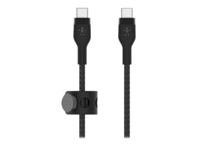 Belkin MacBookPro, iPadPro, GalaxyS22, Ultra, Plus - Siyah gibi cihazlar için Power Delivery PD ile hızlı şarj için BoostChargePro Flex Örgülü USB-C - USB-C Kablosu 1m USB-IF Onaylı