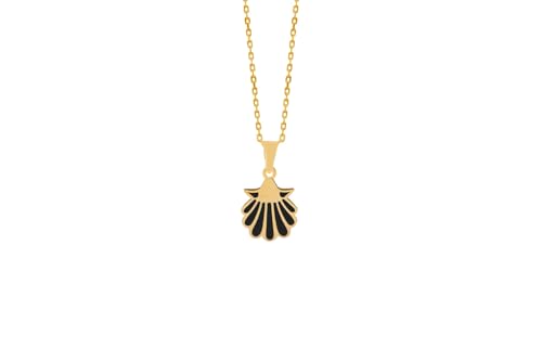 Pendentif coquillage or résistant à l'eau émail noir 13mm anti-ternissement