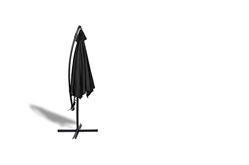 909 OUTDOOR Hangende parasol in zwart 2.5 m hoog, Tuinparasol met stalenframe en hoes, Parasol met zwengelgreep en… - Afbeelding 4