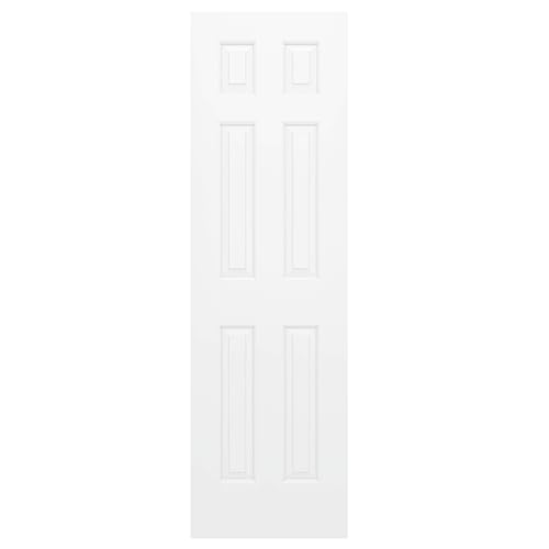 Image of JUBEST 24 inchx80 inch Raised 6-Panel Textured White Primed Hollow Core Interior Molded Door Slab, NOT Pre-drilled and NOT Included Hardware, Paintable Interior Door for Pantry, Laundry, Office