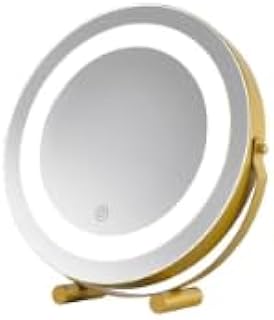 Espejo de maquillaje dorado con luz controlab...