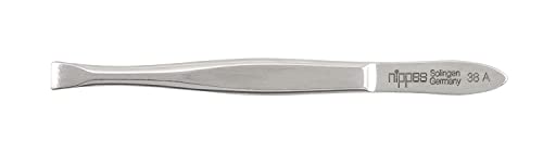Nippes Stainless Steel Straight End Tweezers - Precision Pointed Slant - Quality Handmade in Solingen Germany - Professional Grade - Ergonomic Hand Grip - for Eyebrows, Eyelashes, Extensions [8 CM]