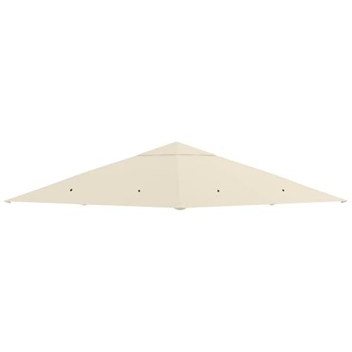 Outsunny Techo de Repuesto para Cenador, 3x3 m, Cubierta de Repuesto con 8 Orificios de Drenaje, Ventilación y Protección UV, Solo Toldo de Recambio para Pabellón Gazebo, Blanco Crema