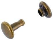 RV664 Double Cap Rivet, Cap 6mm, Post 6.4mm, Antique Brass, Solid Brass-LL (100 sets per bag)