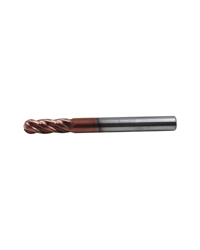 Image of 1 /4 inch Carbide Ball Nose End Mills, TISIN Coated, 4 Flute, End Mill Bits for Alloy Steels and Hardened Steels, 1 /4 inch Cutting Diameter