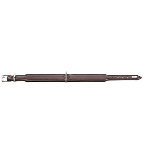 HUNTER Hundehalsband BASIC, Farbe: braun/schwarz, Pflegeleichtes Spaltleder, Raffinierte Nahtführung, Dezentes Design, Größe: 37
