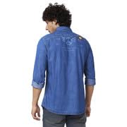 Image of Spykar Men's Regular Fit N /A Full Sleeve Indigo Casual Shirts