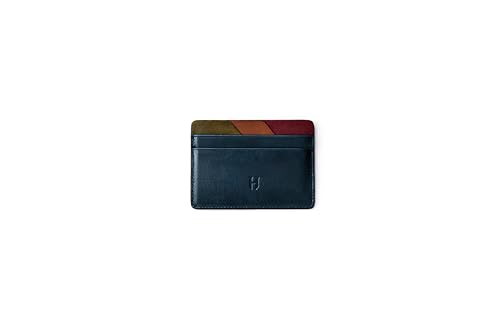 Men's Wallet, Slim Minimalist Card Holder, 6 Card Slots, Main Pocket, Full-Grain Handcrafted Front Pocket Leather, Gift Box - Pouch, Christmas & Birthday, Navy Blue (Plus Colors)