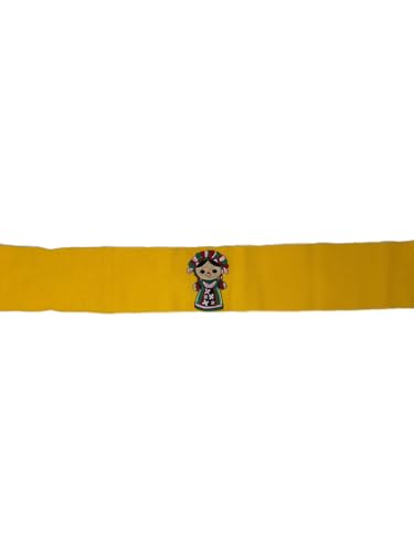 Traditional Mexican Folk Art Embroidered Kids Belt, Yellow Cotton4