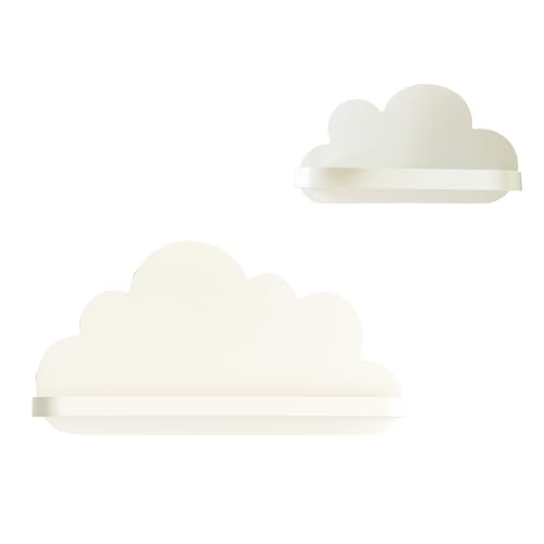HJ KIDS Wolkenregal Set – 2er Wandregal Wolke Weiß fürs Kinderzimmer aus MDF | Bücherregal & Schweberegal für Spielzeug, Bücher & Deko | Wandboard platzsparend fürs Babyzimmer & Spielzimmer HJ KIDS Wolkenregal Set – 2er Wandregal Wolke Weiß fürs Kinderzimmer aus MDF | Bücherregal & Schweberegal für Spielzeug, Bücher & Deko | Wandboard platzsparend fürs Babyzimmer & Spielzimmer