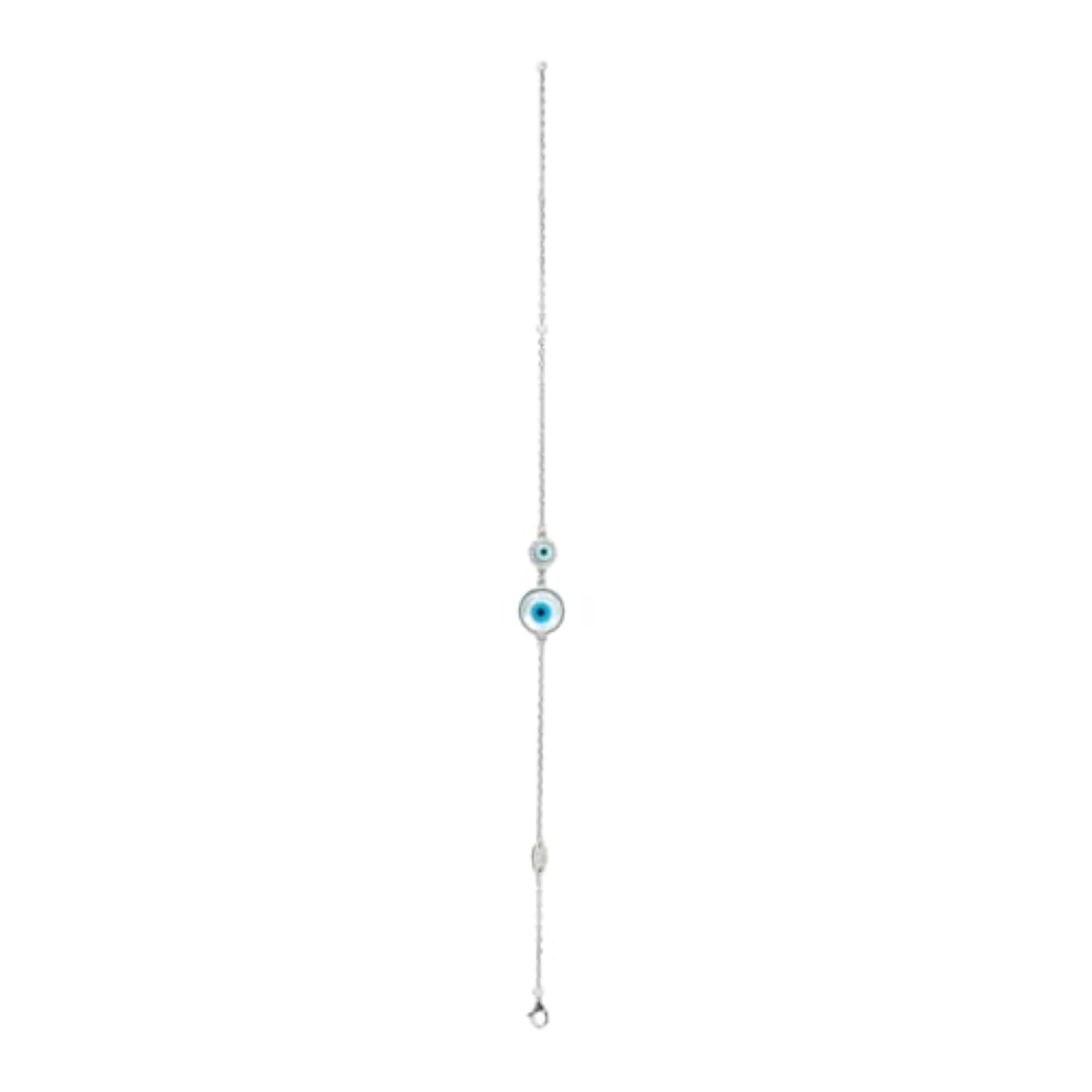 Women's 925 Sterling Double Evil Eye Charm Bracelet