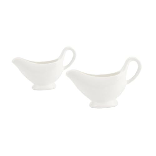Garneck 2pcs Sauce Boat Gravy Boats Condiment Boats Seasoning Cups Food Containers with Lids Water Kettle Coffe Creamer Pour Gravy Sauce Containers Sauce Bowls Sauce Cups Ceramics White
