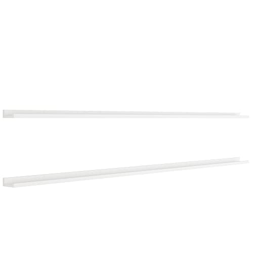 Wallniture Denver White 84" Picture Ledge Shelf for Living Room Decor, Floating Shelves for Bedroom, Hallway Wall, Long Shelf, Set of 2