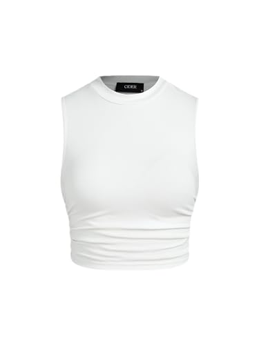 CIDER Crop Tops for Women Mimi Cuttrell Basic Sleeveless Ruched Going Out Summer Casual Ribbed Tank Top