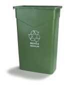 Carlisle TrimLine Recycling Waste Container Green, 23 gal (Case of 4)