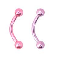 Set of 2 Piece lot Bright Neon Titanium Pink & Lt Purple Curved Barbell Eye Brow Eyebrow Tragus Lip Ring Rings - 16g 16 Gauge