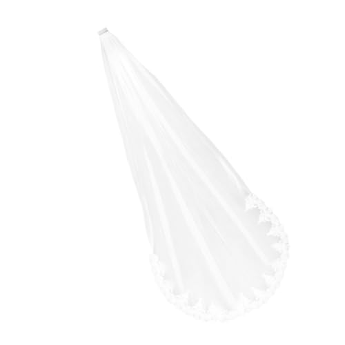 Velo de Novia Bordado de Hilo Blanco de 3 Metros Encaje y Larga, Accesorio Elegante para Bodas y Fiestas de Cosplay