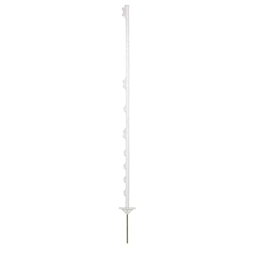 horizont Piquets de clôture plastique blanc, piquets plastique 20 pièces, hauteur 156 cm, avec 8 oeillets pour rubans, cordes, torons, avec double pas
