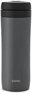 Miniatura 2 de ESPRO P1 French Press - Cafetera y tetera de acero inoxidable de doble pared con aislamiento al vacío, 12 onzas, gris metálico pistola, 100 filtros