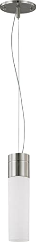 Image of Nuvo 62 /2932 Link Lighting Fixture, 1Lt LED Tube Pendant, White Glass Brushed Nickel Finish