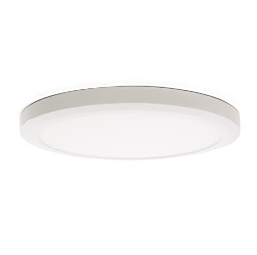 Black Friday Clearance CORAMDEO 15 Inch LED Decorative Low Profile Flush Mount Ceiling Fixture, Color Temp Select Switch, Built in LED Gives 150W of Light from 21.4W of Power, 1500 Lumen, Dimmable, White