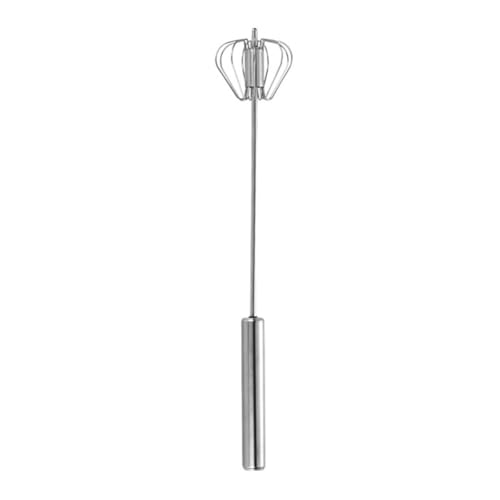 MeevrgR Mini batidor de mano de acero inoxidable para batir y mezclar huevos, batidora manual de cocina con diseño compacto, fácil de limpiar, color plateado