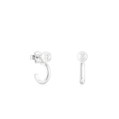 TOUS Pendientes de Aro de Plata de Primera Ley para Mujer con Perla, Colección Icon Pearl